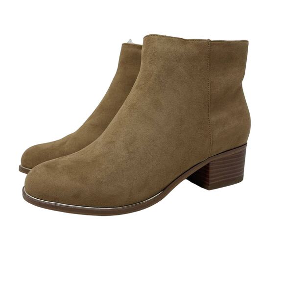 Lane Bryant Ankle Booties Faux Suede Taupe Size 10W - Picture 1 of 11